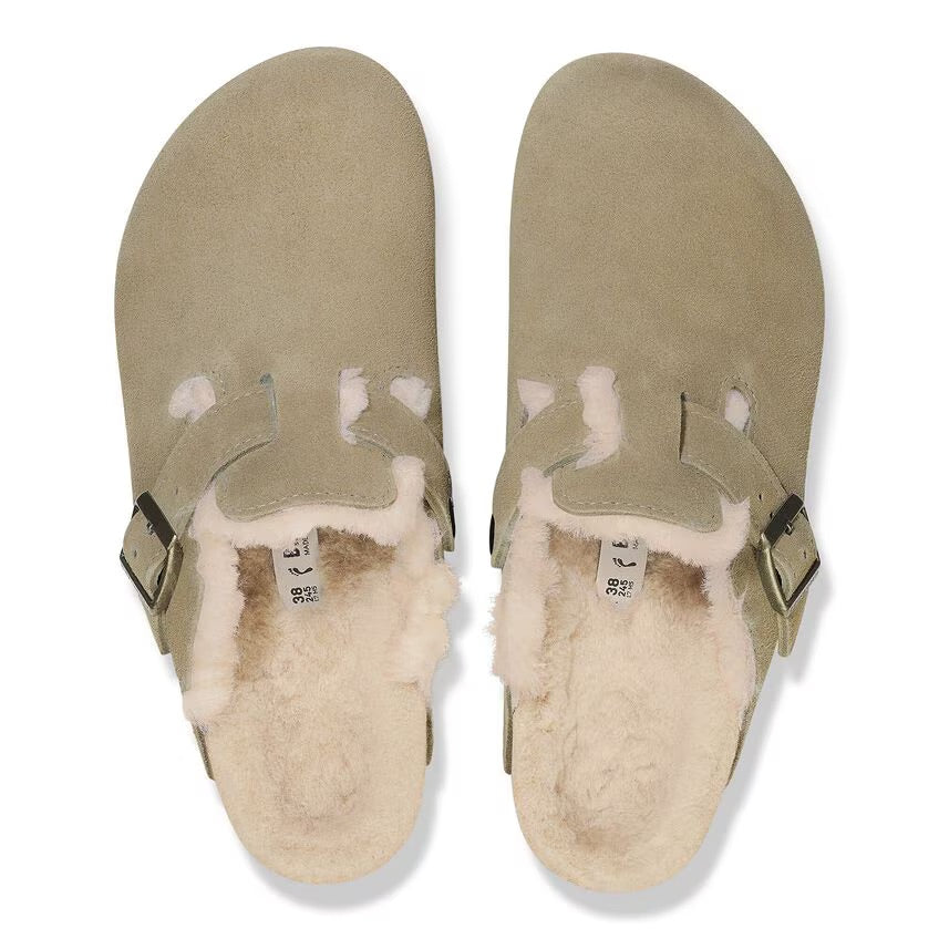 Birkenstock BOSTON Shearling 1028299 Taupe | Suède/Shearling Largeur Étroite - Dealorys