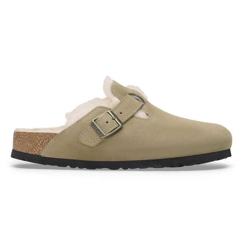Birkenstock BOSTON Shearling 1028299 Taupe | Suède/Shearling Largeur Étroite - Dealorys