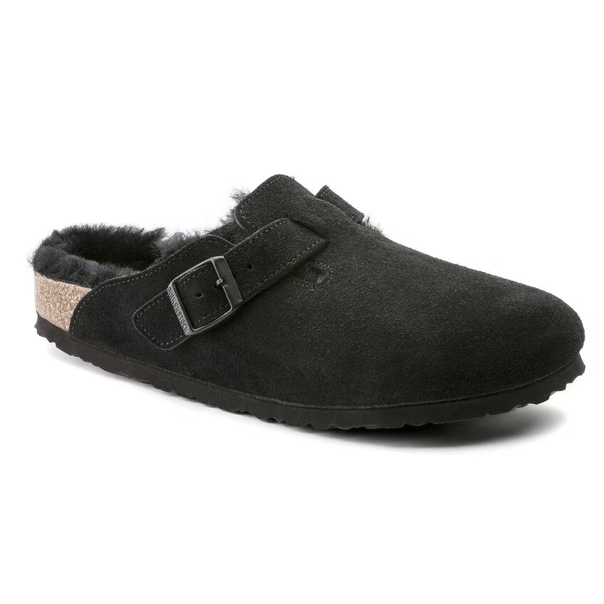 Birkenstock BOSTON Shearling 259883 Noir | Suède/Shearling Largeur Étroite - Dealorys