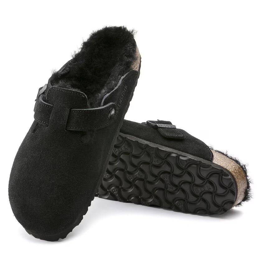 Birkenstock BOSTON Shearling 259883 Noir | Suède/Shearling Largeur Étroite - Dealorys