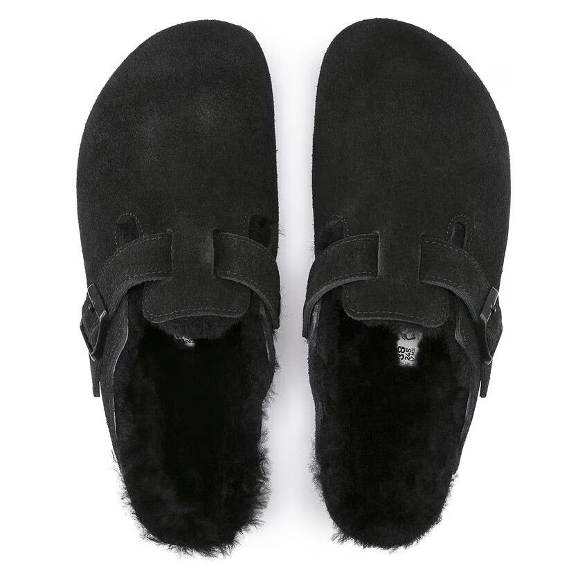Birkenstock BOSTON Shearling 259883 Noir | Suède/Shearling Largeur Étroite - Dealorys