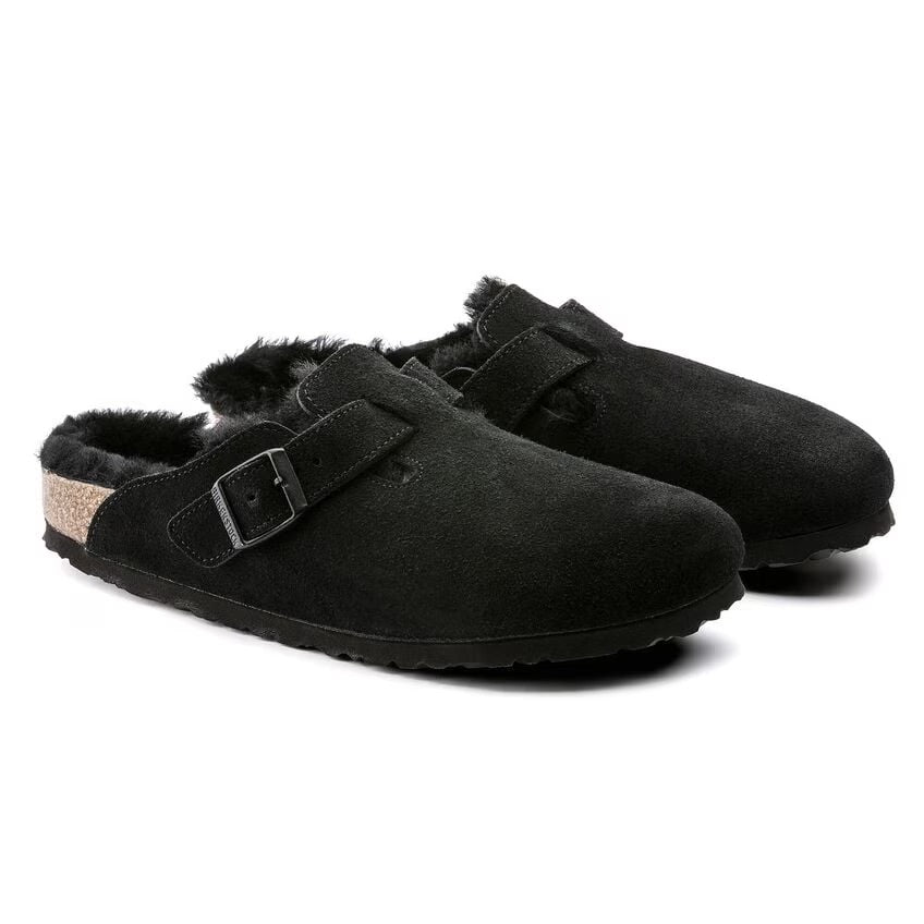 Birkenstock BOSTON Shearling 259883 Noir | Suède/Shearling Largeur Étroite - Dealorys