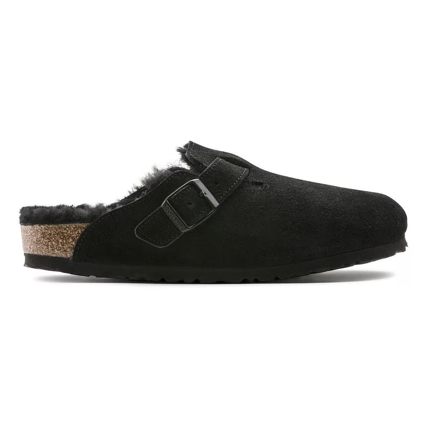 Birkenstock BOSTON Shearling 259883 Noir | Suède/Shearling Largeur Étroite - Dealorys