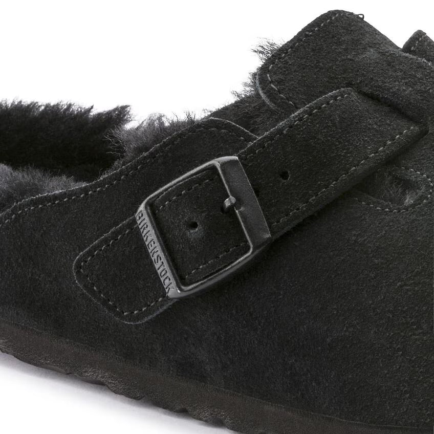 Birkenstock BOSTON Shearling 259883 Noir | Suède/Shearling Largeur Étroite - Dealorys