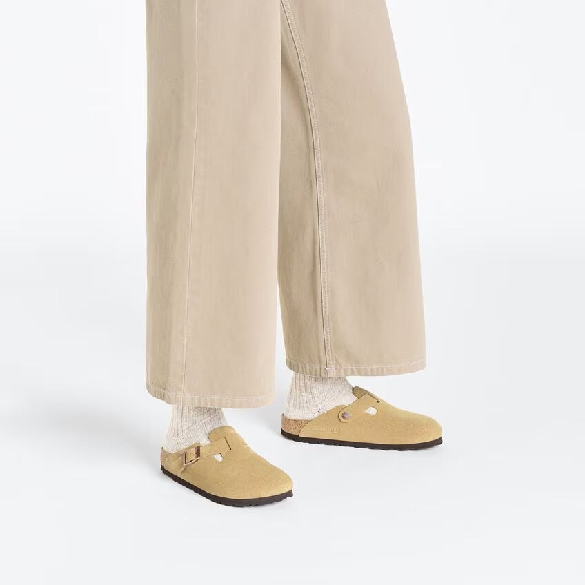 Birkenstock BOSTON 1026164 Latte Cream | Suède Largeur Étroite - Dealorys