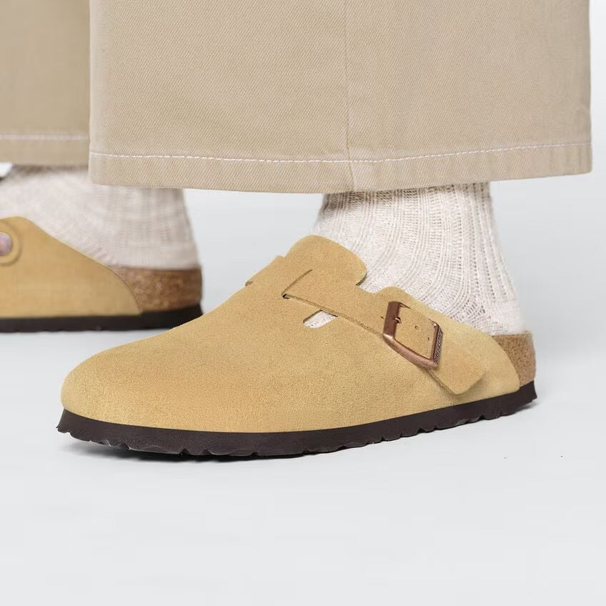 Birkenstock BOSTON 1026164 Latte Cream | Suède Largeur Étroite - Dealorys