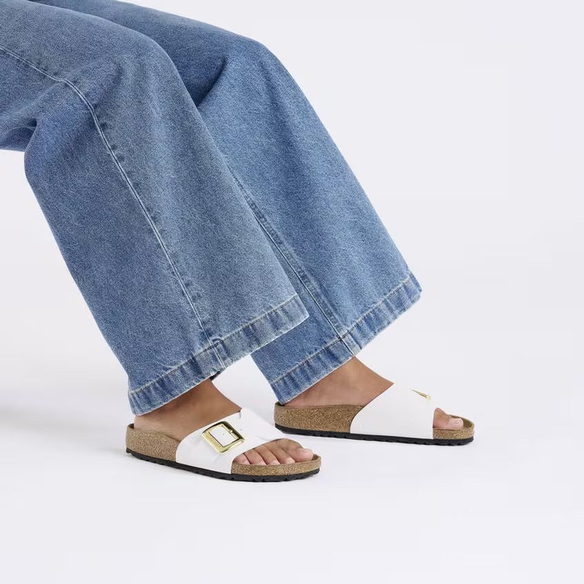 Birkenstock Catalina Luxe Buckle 1029437 White Patent | Birko-Flor Largeur Étroite - Dealorys