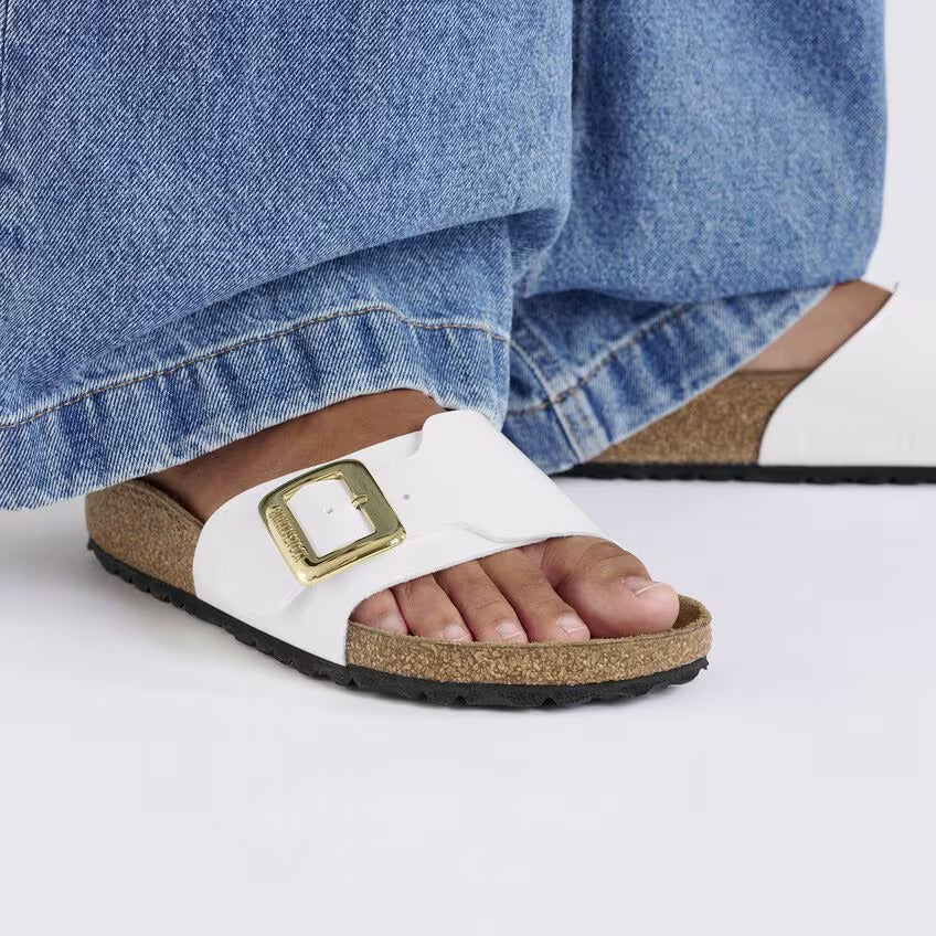 Birkenstock Catalina Luxe Buckle 1029437 White Patent | Birko-Flor Largeur Étroite - Dealorys