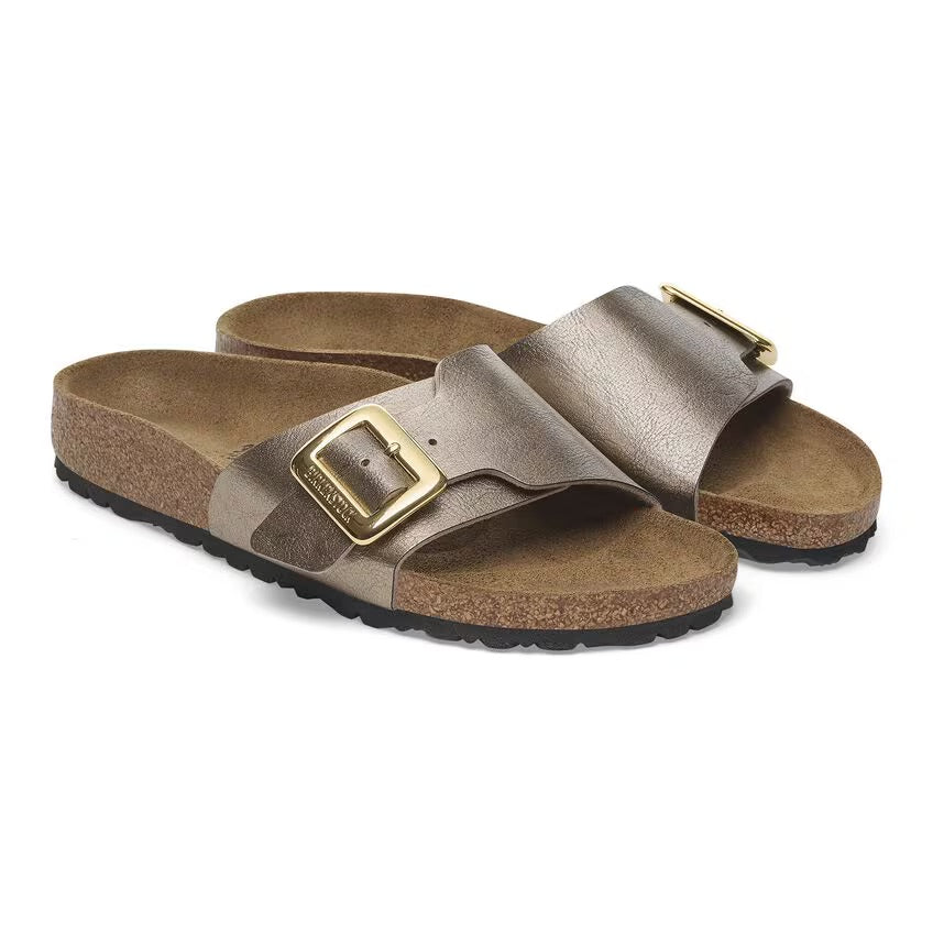 Birkenstock Catalina Luxe Buckle 1029416 Graceful Taupe | Birko-Flor Largeur Étroite - Dealorys