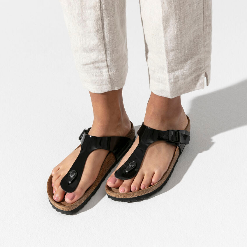Birkenstock Gizeh 043661 Noir Patent Black Largeur Régulier - Dealorys
