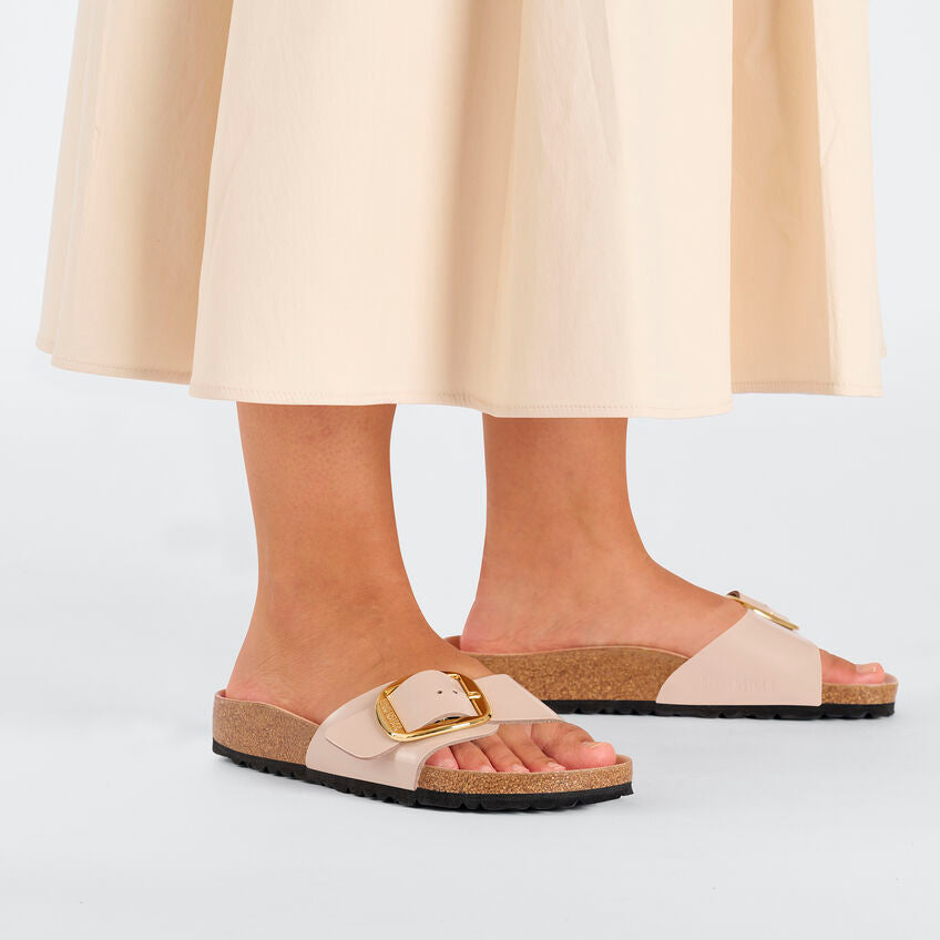 Birkenstock MADRID BIG BUCKLE 1026496 High Shine New Beige | Cuir Largeur Étroite - Dealorys