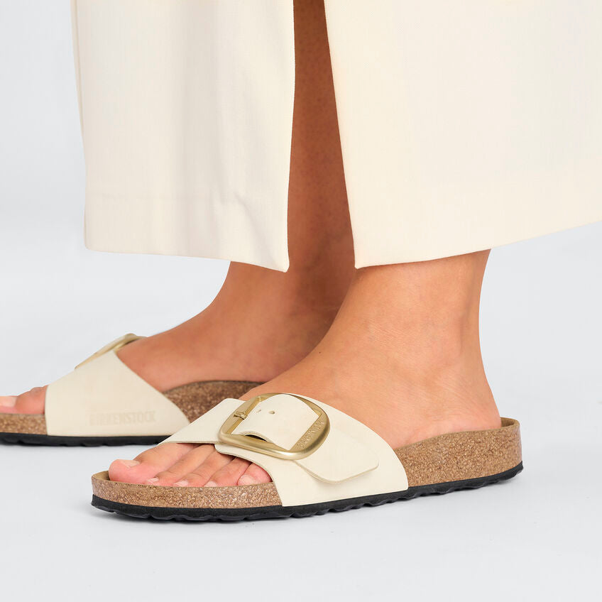 Birkenstock MADRID BIG BUCKLE 1026604 Ecru | Nubuck Largeur Étroite - Dealorys