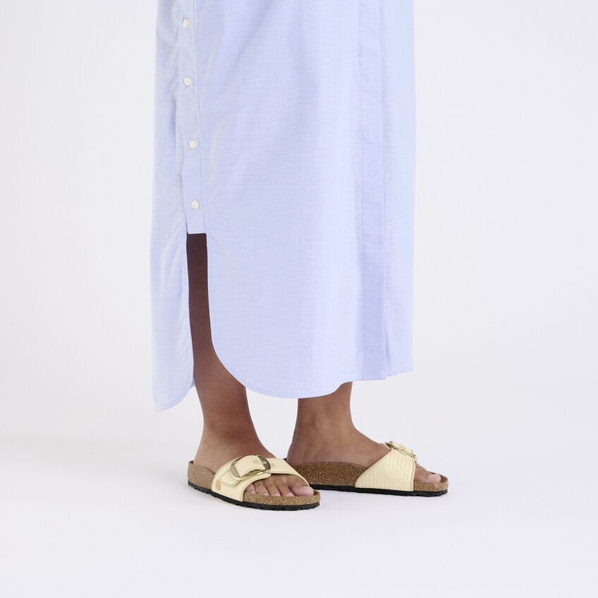 Birkenstock MADRID BIG BUCKLE 1029035 Natural | Raffia Textile Largeur Étroite - Dealorys