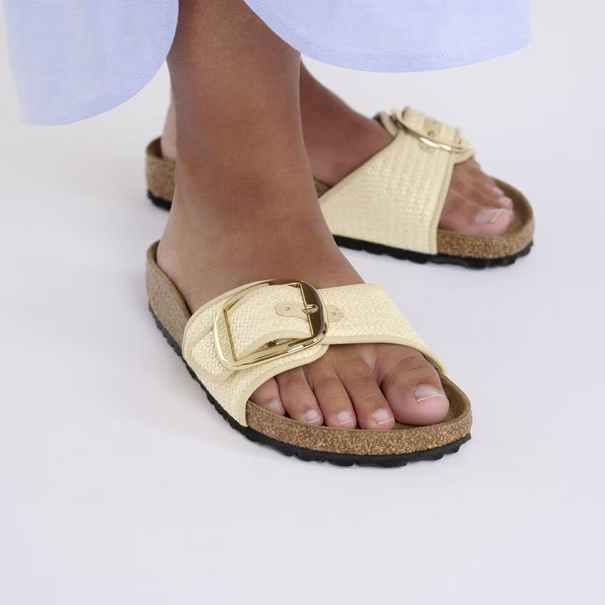 Birkenstock MADRID BIG BUCKLE 1029035 Natural | Raffia Textile Largeur Étroite - Dealorys