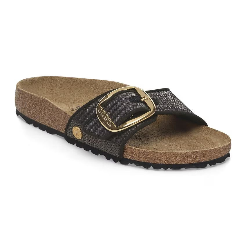Birkenstock MADRID BIG BUCKLE 1029053 Noir | Raffia Textile Largeur Étroite - Dealorys