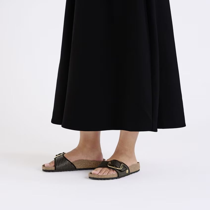 Birkenstock MADRID BIG BUCKLE 1029053 Noir | Raffia Textile Largeur Étroite - Dealorys