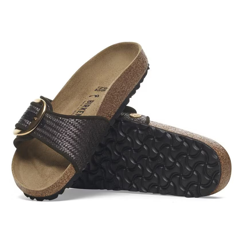 Birkenstock MADRID BIG BUCKLE 1029053 Noir | Raffia Textile Largeur Étroite - Dealorys