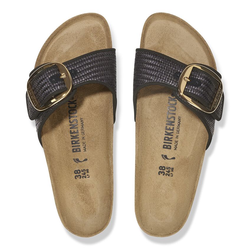 Birkenstock MADRID BIG BUCKLE 1029053 Noir | Raffia Textile Largeur Étroite - Dealorys