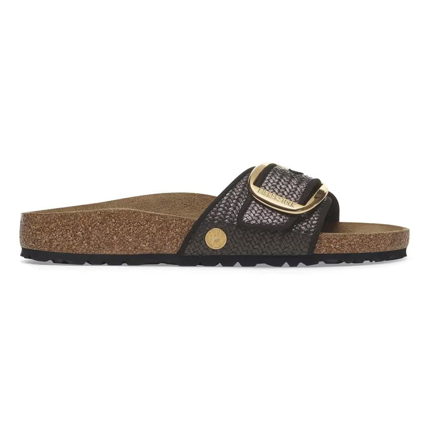 Birkenstock MADRID BIG BUCKLE 1029053 Noir | Raffia Textile Largeur Étroite - Dealorys