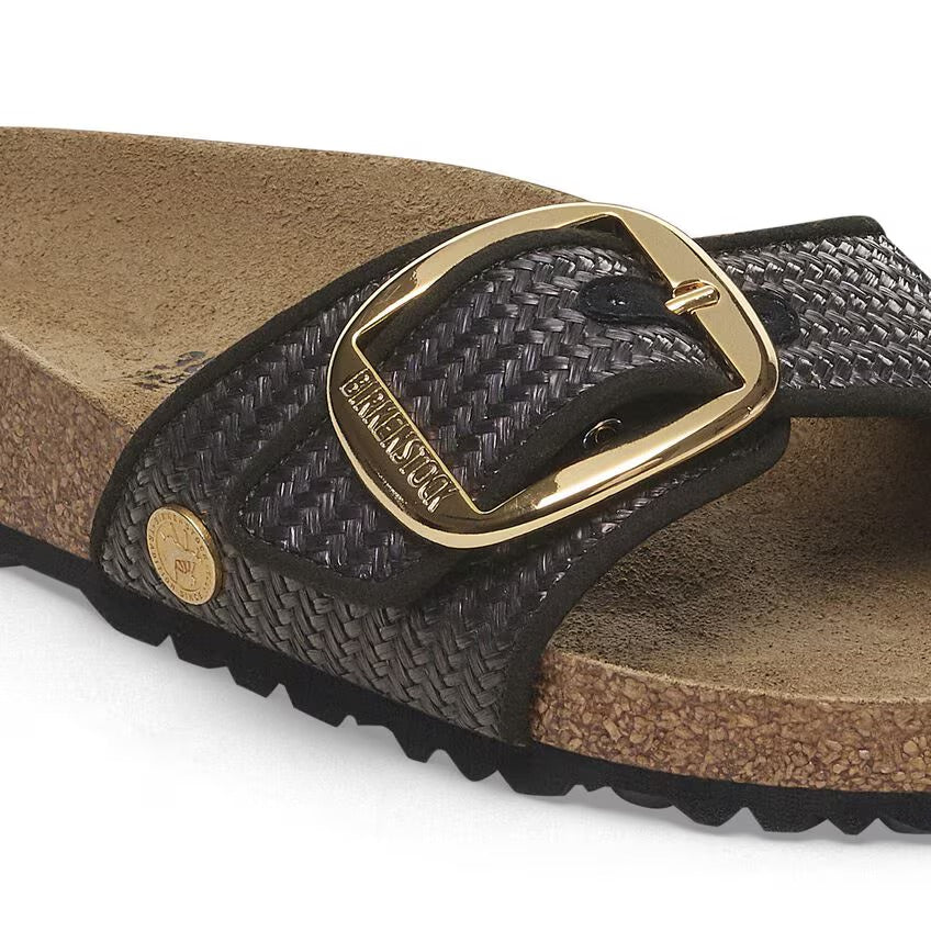 Birkenstock MADRID BIG BUCKLE 1029053 Noir | Raffia Textile Largeur Étroite - Dealorys