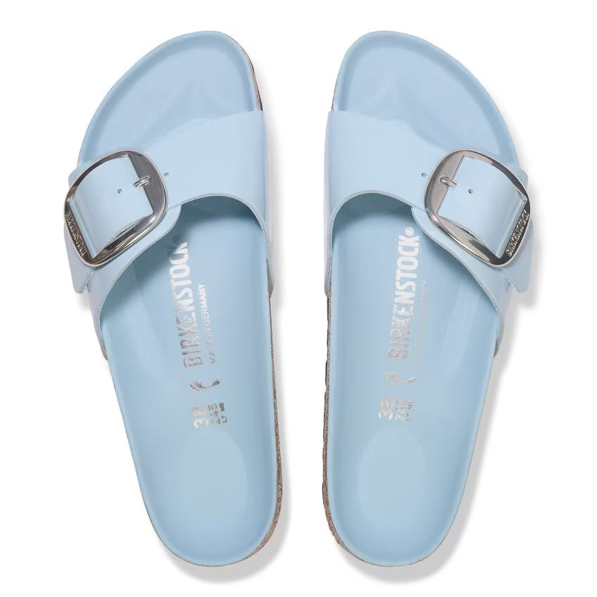 Birkenstock MADRID BIG BUCKLE 1030364 High Shine Baby Blue | Cuir Largeur Étroite - Dealorys