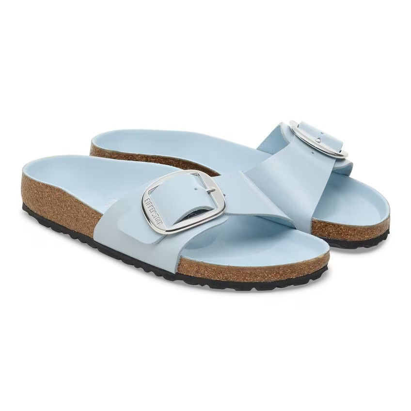 Birkenstock MADRID BIG BUCKLE 1030364 High Shine Baby Blue | Cuir Largeur Étroite - Dealorys