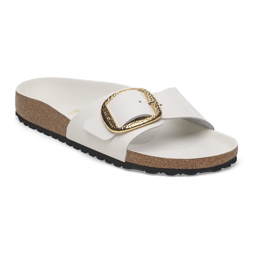 Birkenstock MADRID HAMMERED BIG BUCKLE 1029522 High Shine Antique White | Cuir Largeur Étroite - Dealorys