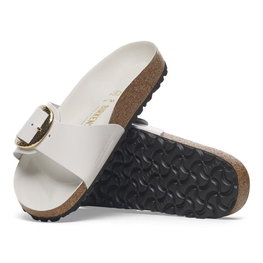 Birkenstock MADRID HAMMERED BIG BUCKLE 1029522 High Shine Antique White | Cuir Largeur Étroite - Dealorys