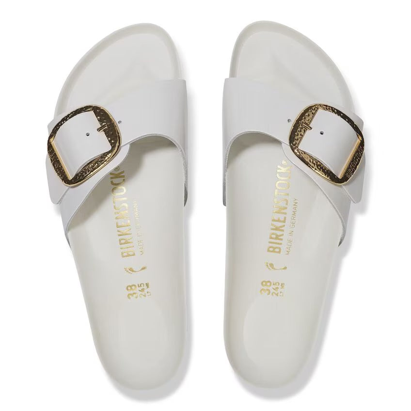 Birkenstock MADRID HAMMERED BIG BUCKLE 1029522 High Shine Antique White | Cuir Largeur Étroite - Dealorys