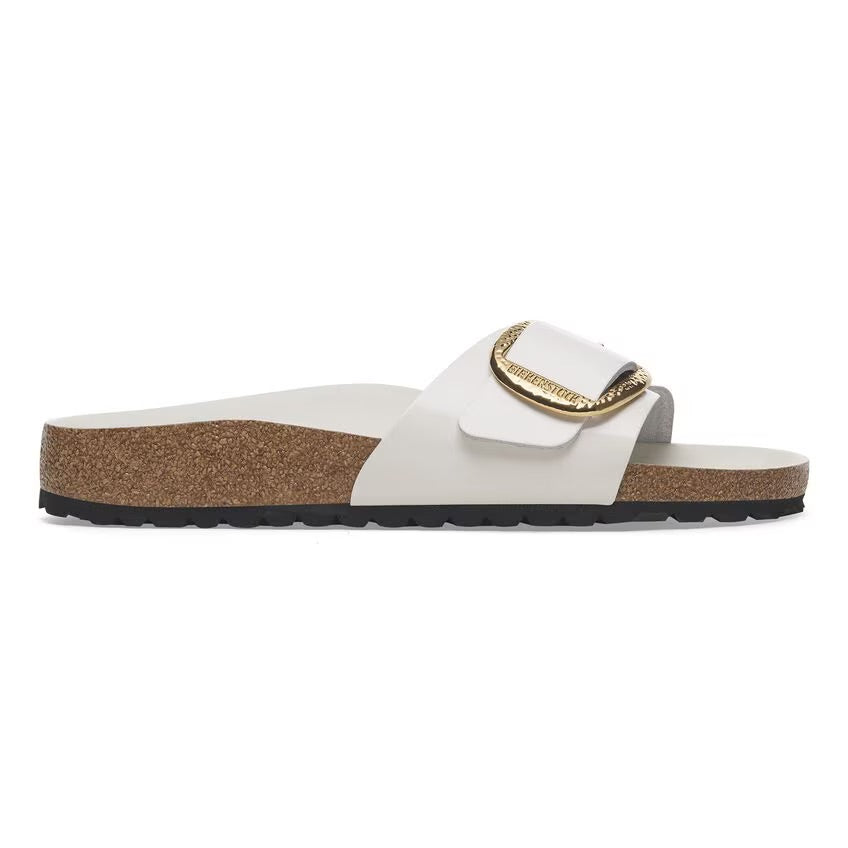 Birkenstock MADRID HAMMERED BIG BUCKLE 1029522 High Shine Antique White | Cuir Largeur Étroite - Dealorys