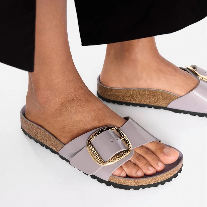 Birkenstock MADRID HAMMERED BIG BUCKLE 1029843 High Shine Faded Purple | Cuir Largeur Étroite - Dealorys