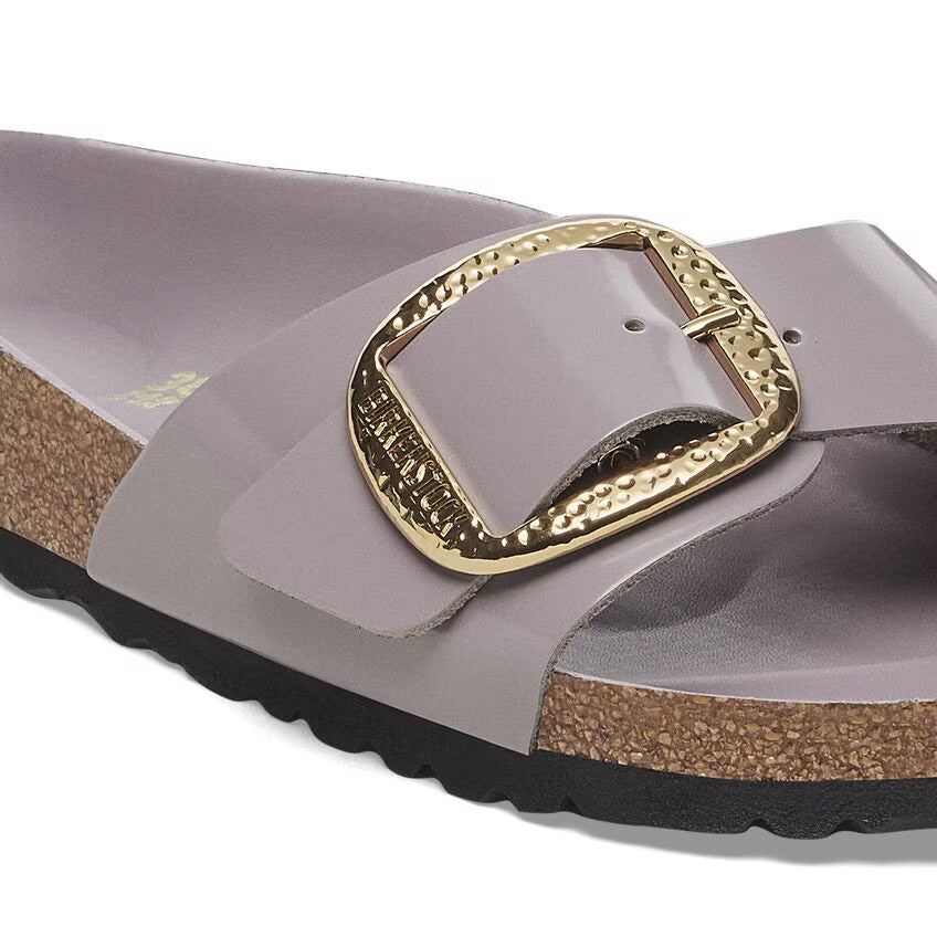 Birkenstock MADRID HAMMERED BIG BUCKLE 1029843 High Shine Faded Purple | Cuir Largeur Étroite - Dealorys