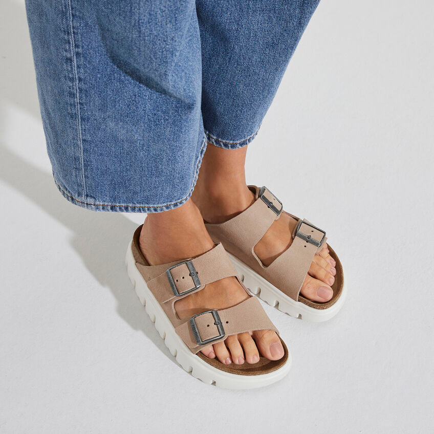 Birkenstock Papillio ARIZONA CHUNKY 1024950 Warm Sand | Suède Largeur Étroite - Dealorys