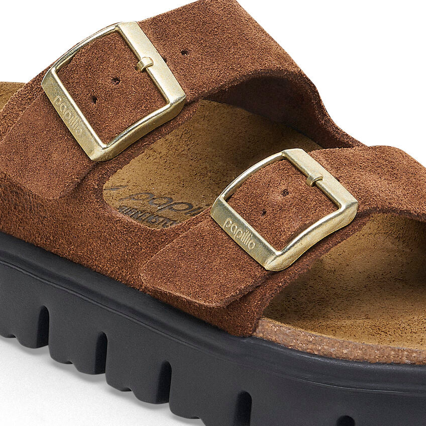 Birkenstock Papillio ARIZONA CHUNKY 1028389 Dark Tea | Suède Largeur Étroite - Dealorys