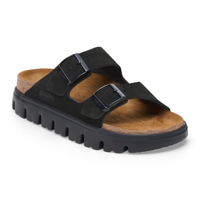 Birkenstock Papillio ARIZONA CHUNKY 1028403 Noir | Suède Largeur Étroite - Dealorys