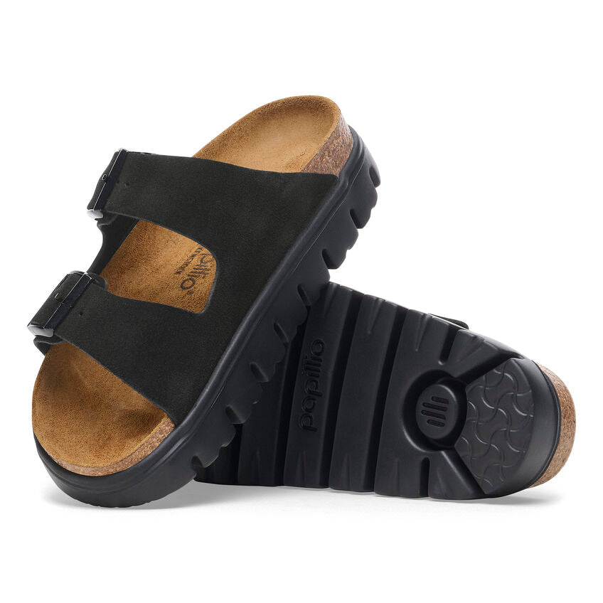 Birkenstock Papillio ARIZONA CHUNKY 1028403 Noir | Suède Largeur Étroite - Dealorys