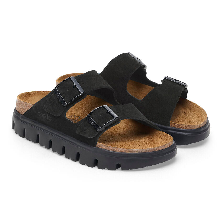 Birkenstock Papillio ARIZONA CHUNKY 1028403 Noir | Suède Largeur Étroite - Dealorys