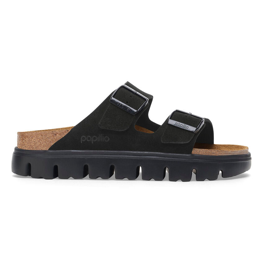 Birkenstock Papillio ARIZONA CHUNKY 1028403 Noir | Suède Largeur Étroite - Dealorys