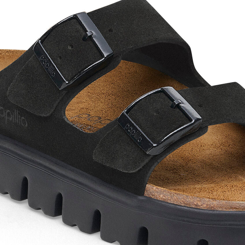 Birkenstock Papillio ARIZONA CHUNKY 1028403 Noir | Suède Largeur Étroite - Dealorys