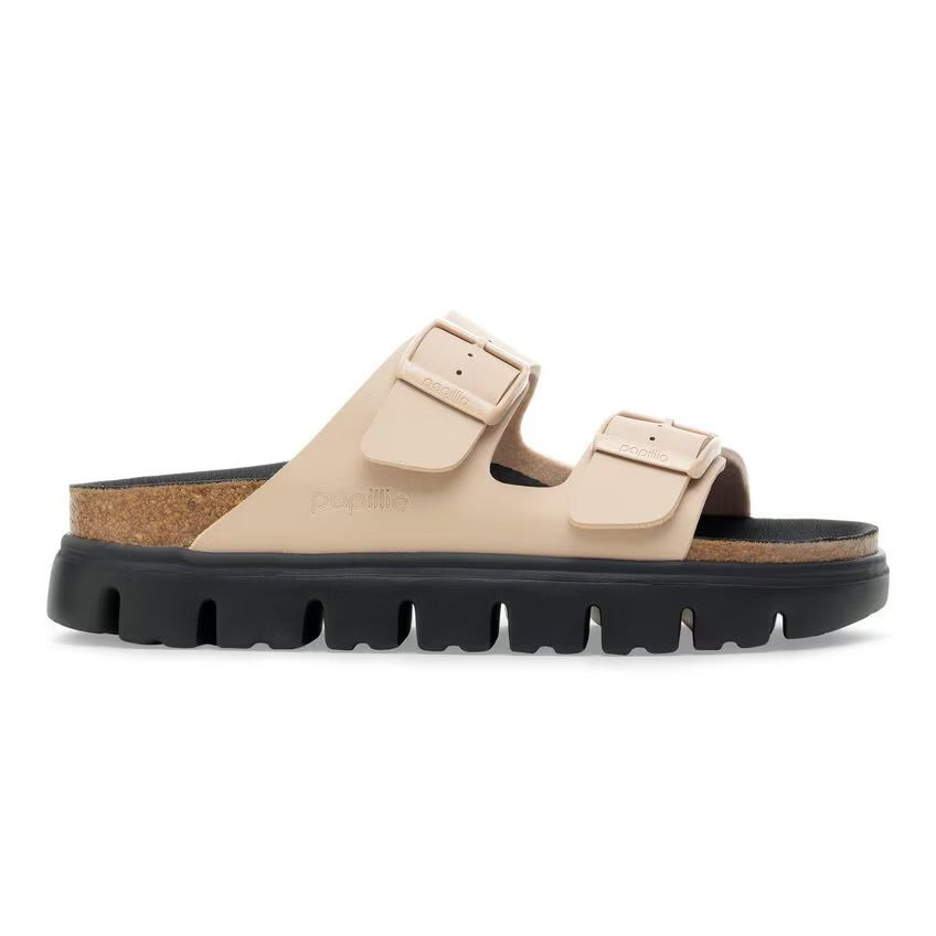 Birkenstock Papillio ARIZONA CHUNKY 1030568 Sandcastle/Black | Birko-Flor Largeur Étroite - Dealorys