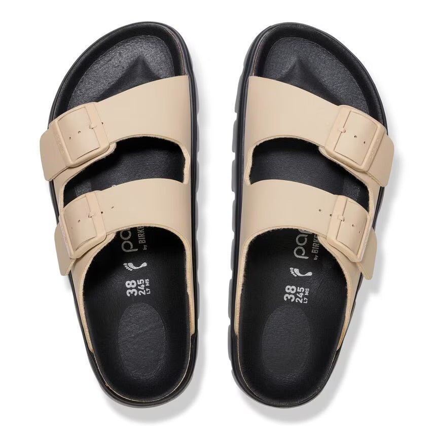 Birkenstock Papillio ARIZONA CHUNKY 1030568 Sandcastle/Black | Birko-Flor Largeur Étroite - Dealorys
