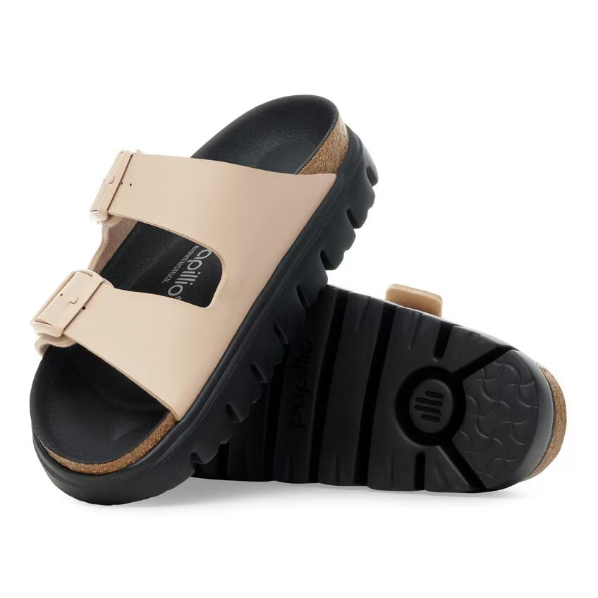 Birkenstock Papillio ARIZONA CHUNKY 1030568 Sandcastle/Black | Birko-Flor Largeur Étroite - Dealorys