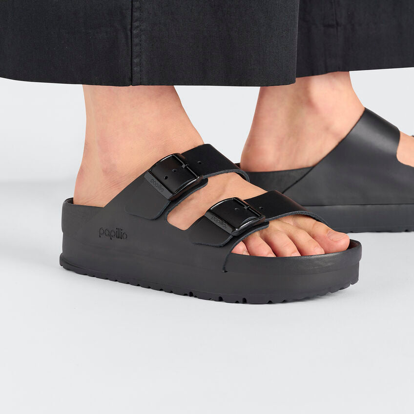 Birkenstock Papillio ARIZONA FLEX PLATFORM 1026918 Noir | Cuir Exquisite Largeur Étroite - Dealorys
