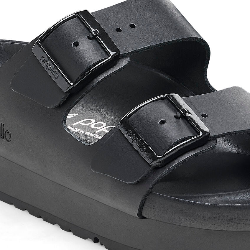 Birkenstock Papillio ARIZONA FLEX PLATFORM 1026918 Noir | Cuir Exquisite Largeur Étroite - Dealorys
