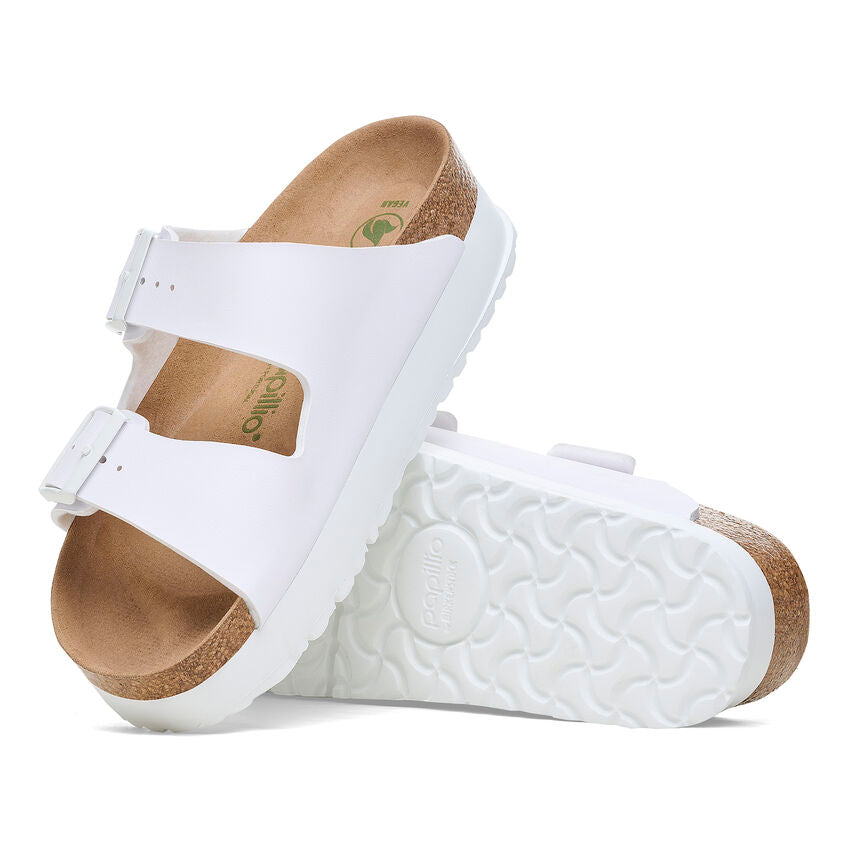 Birkenstock Papillio ARIZONA VEGAN PLATFORM 1027416 Blanc | Birko-Flor Largeur Étroite - Dealorys