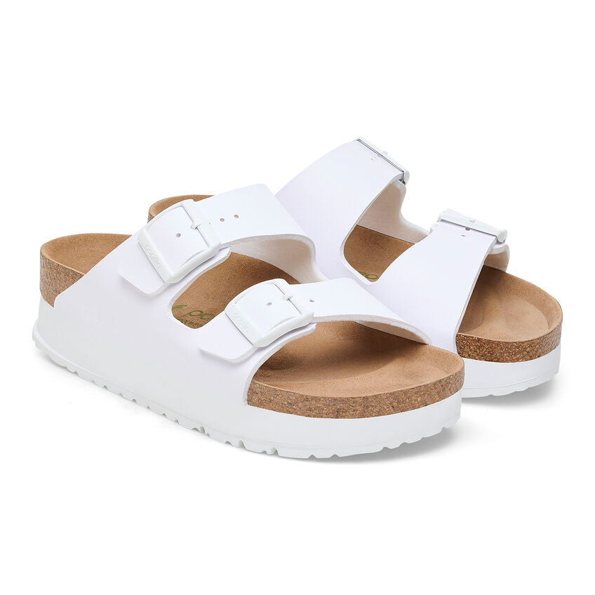 Birkenstock Papillio ARIZONA VEGAN PLATFORM 1027416 Blanc | Birko-Flor Largeur Étroite - Dealorys