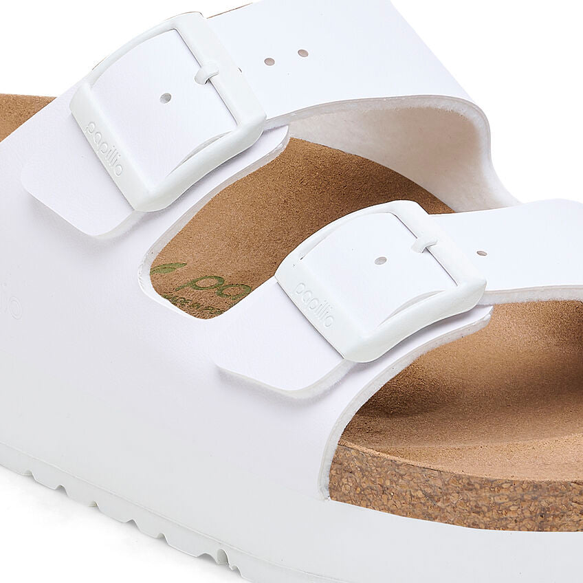 Birkenstock Papillio ARIZONA VEGAN PLATFORM 1027416 Blanc | Birko-Flor Largeur Étroite - Dealorys