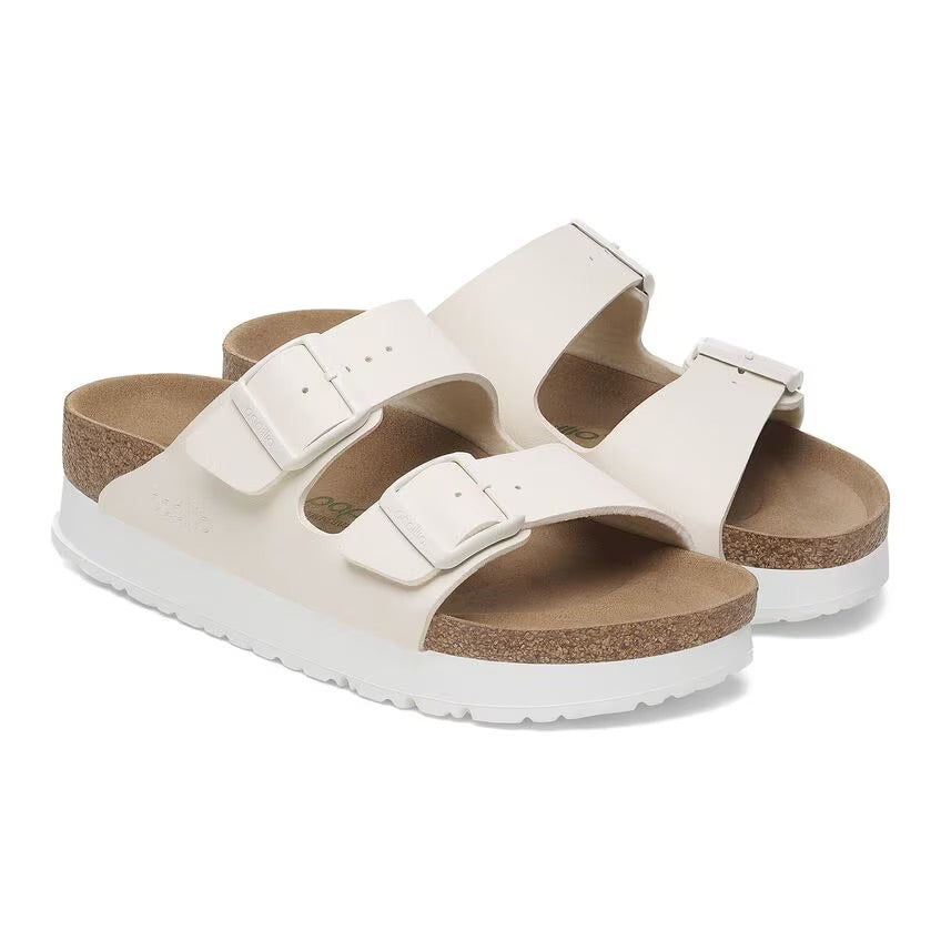 Birkenstock Papillio ARIZONA VEGAN PLATFORM 1029127 Eggshell | Birko-Flor Largeur Étroite - Dealorys