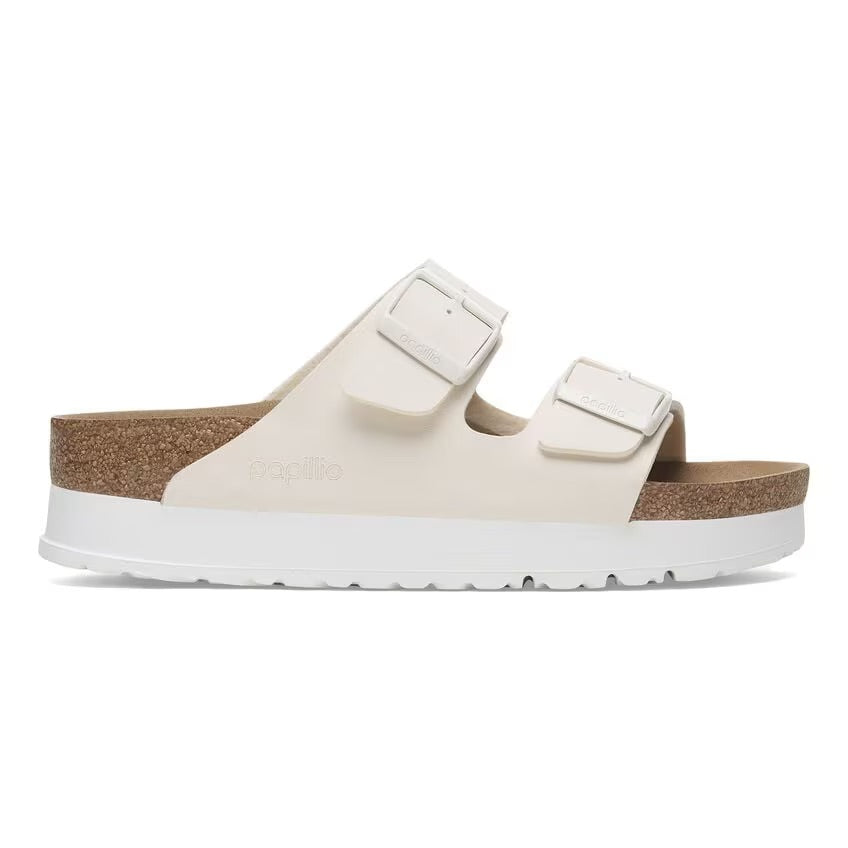 Birkenstock Papillio ARIZONA VEGAN PLATFORM 1029127 Eggshell | Birko-Flor Largeur Étroite - Dealorys