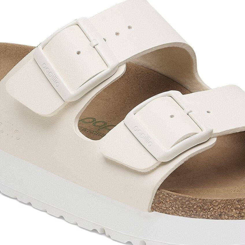Birkenstock Papillio ARIZONA VEGAN PLATFORM 1029127 Eggshell | Birko-Flor Largeur Étroite - Dealorys